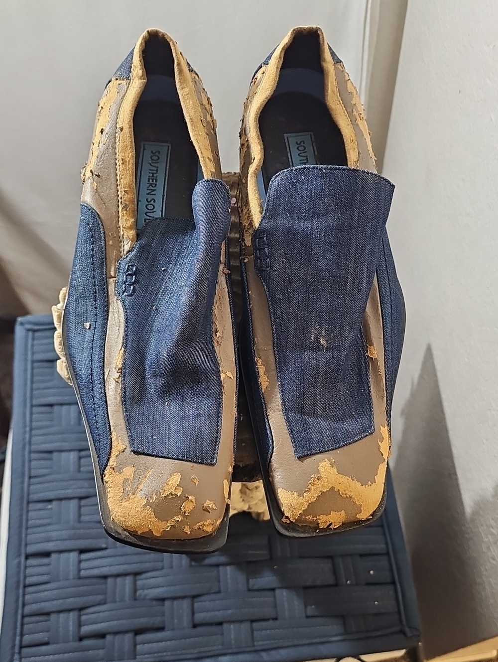 Casual Men's Slip-On Loafers in Navy and Tan